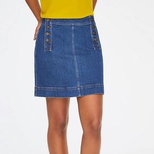 Loft sailor jean skirt denim button front mini
